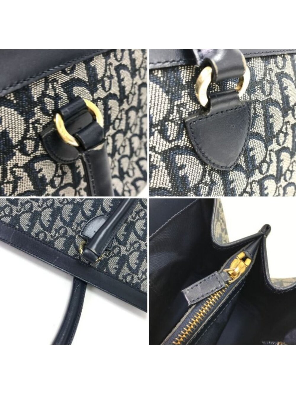 Dior Handbag Trotter Canvas Leather Vintage BO B Navy - Picture 6 of 10